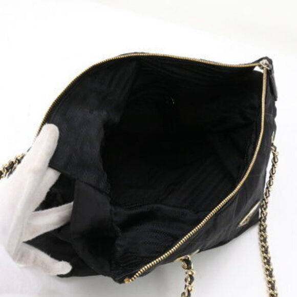 Prada Tessuto nylon quilted stitched chain tote bag black M - Picture 12 of 12